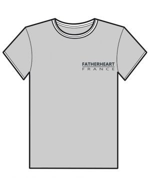 T-Shirt gris avec le logo en noir de l'association Fatherheart France.